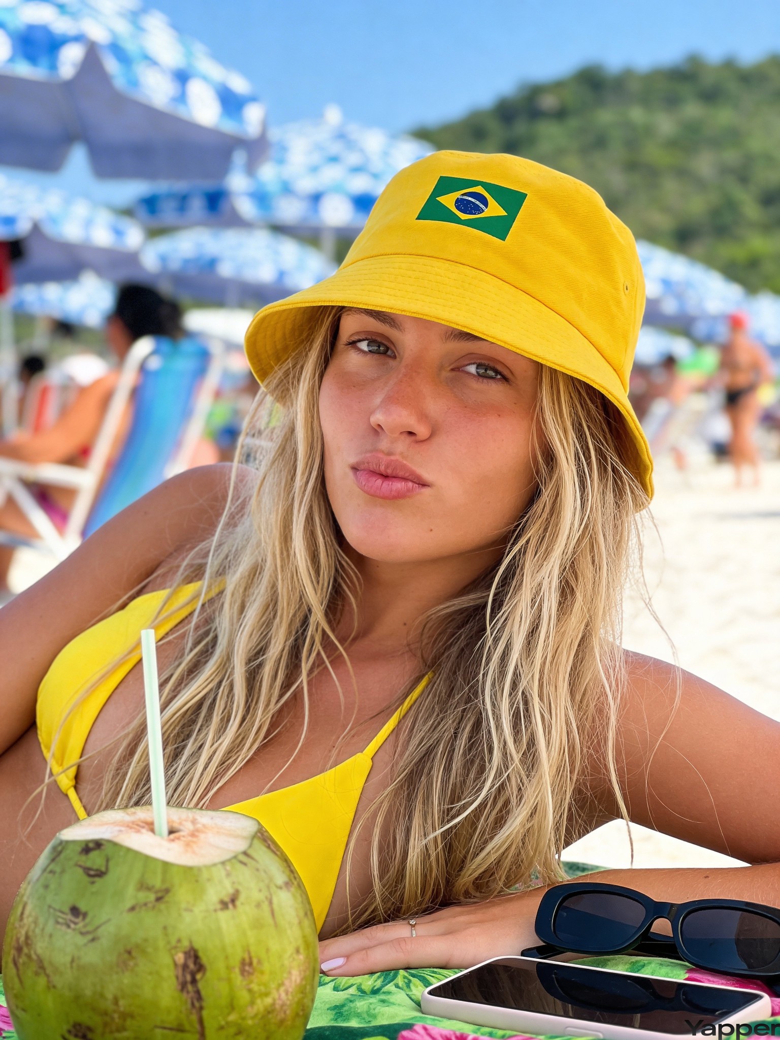 Brazilian Beach Sunny Blonde Bikini Wide-Angle Portrait
