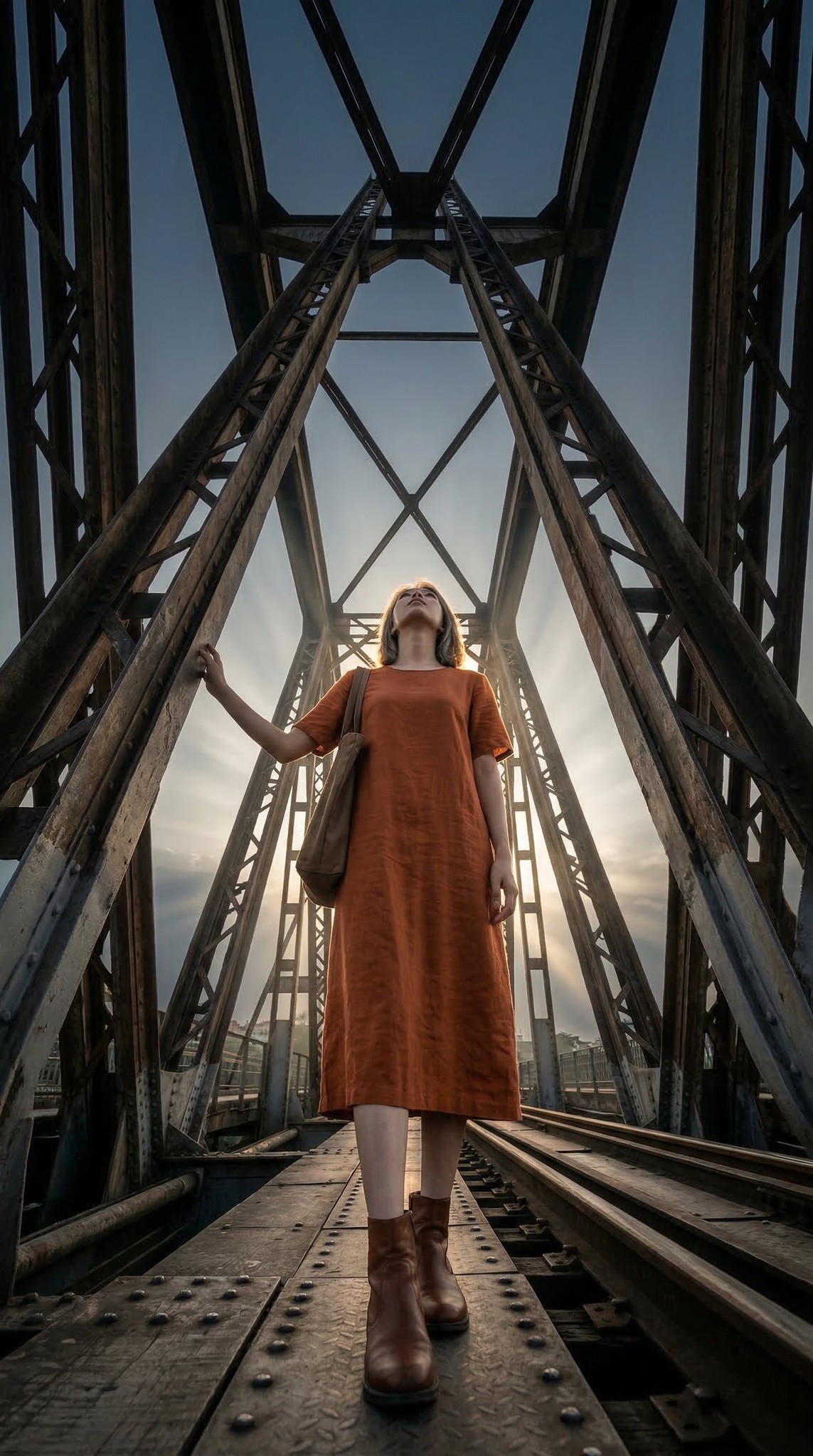 Hanoi Long Biên Bridge Century-Old Iron Extreme Low Angle Portrait