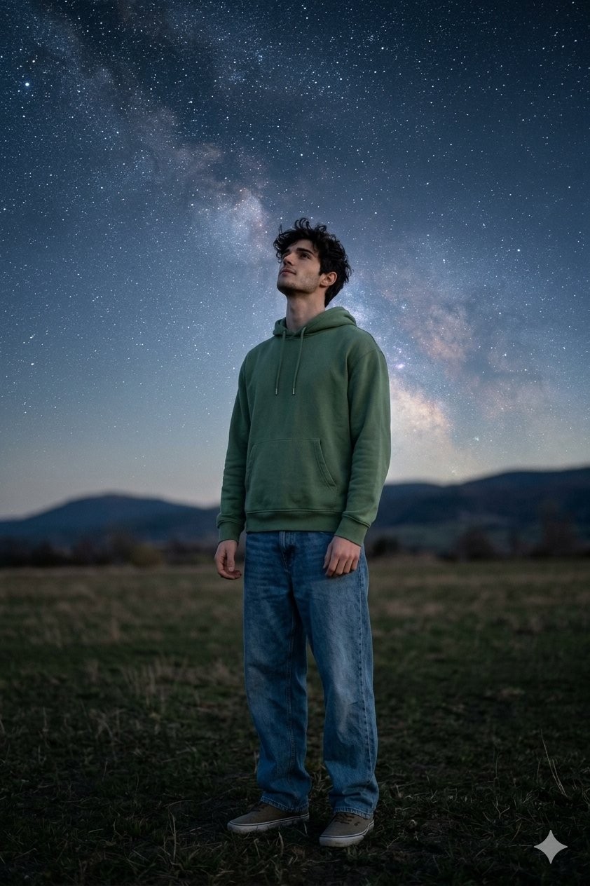 Stargazing Open Field Milky Way Peaceful Night Portrait