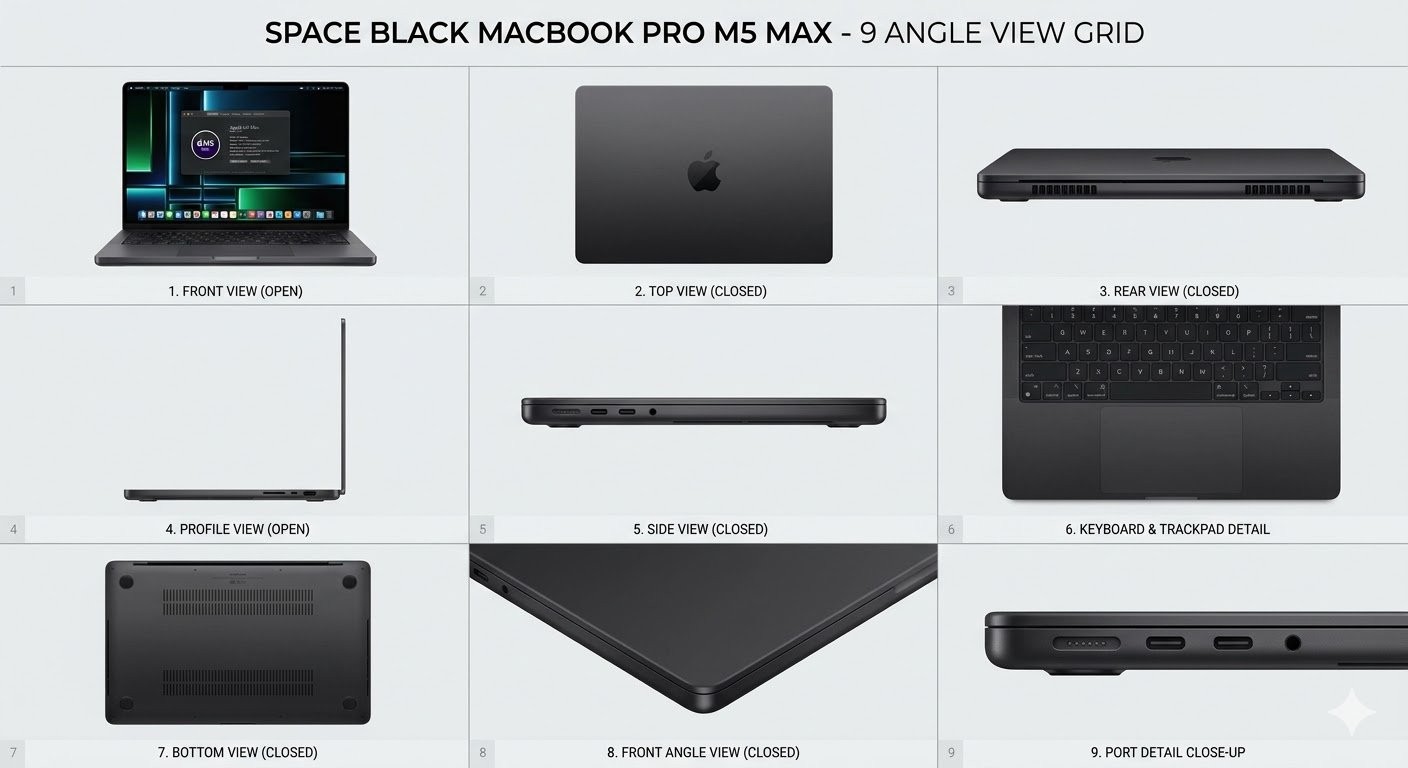 Space Black MacBook Pro Nine-Grid Multi-Angle Product Photography