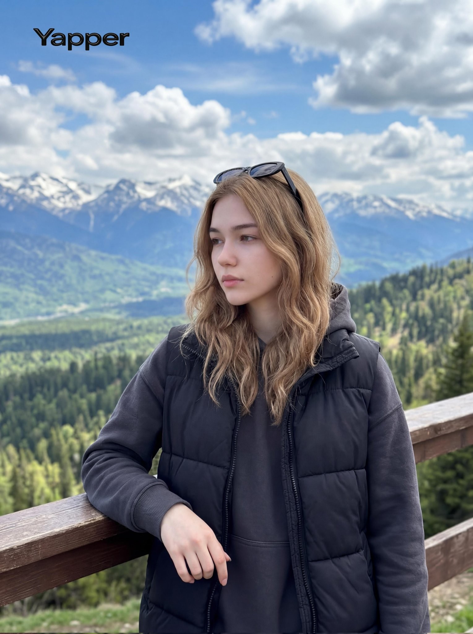 Snow Mountain Viewpoint Outdoor Travel Lifestyle Portrait