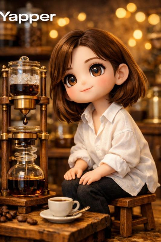 Miniature Coffee Shop Chibi Girl Diorama Scene