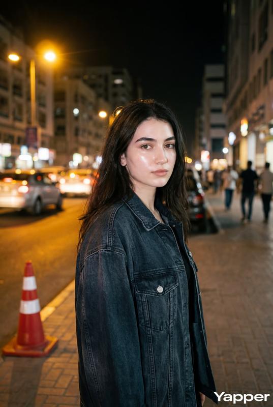 Night Street Flash Denim Jacket Street Photography Portrait