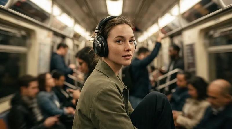Metro Carriage Wireless Headphones Luxury Brand Campaign Portrait