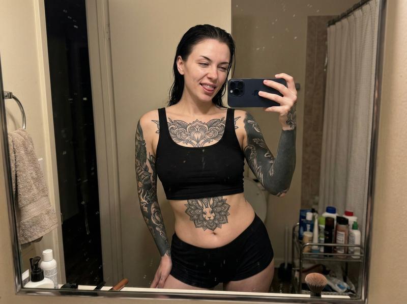 Late Night Bathroom Mirror Selfie Dark Influencer Style Portrait