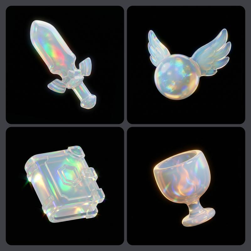 Opal Translucent Chibi Style 3D Floating Icon