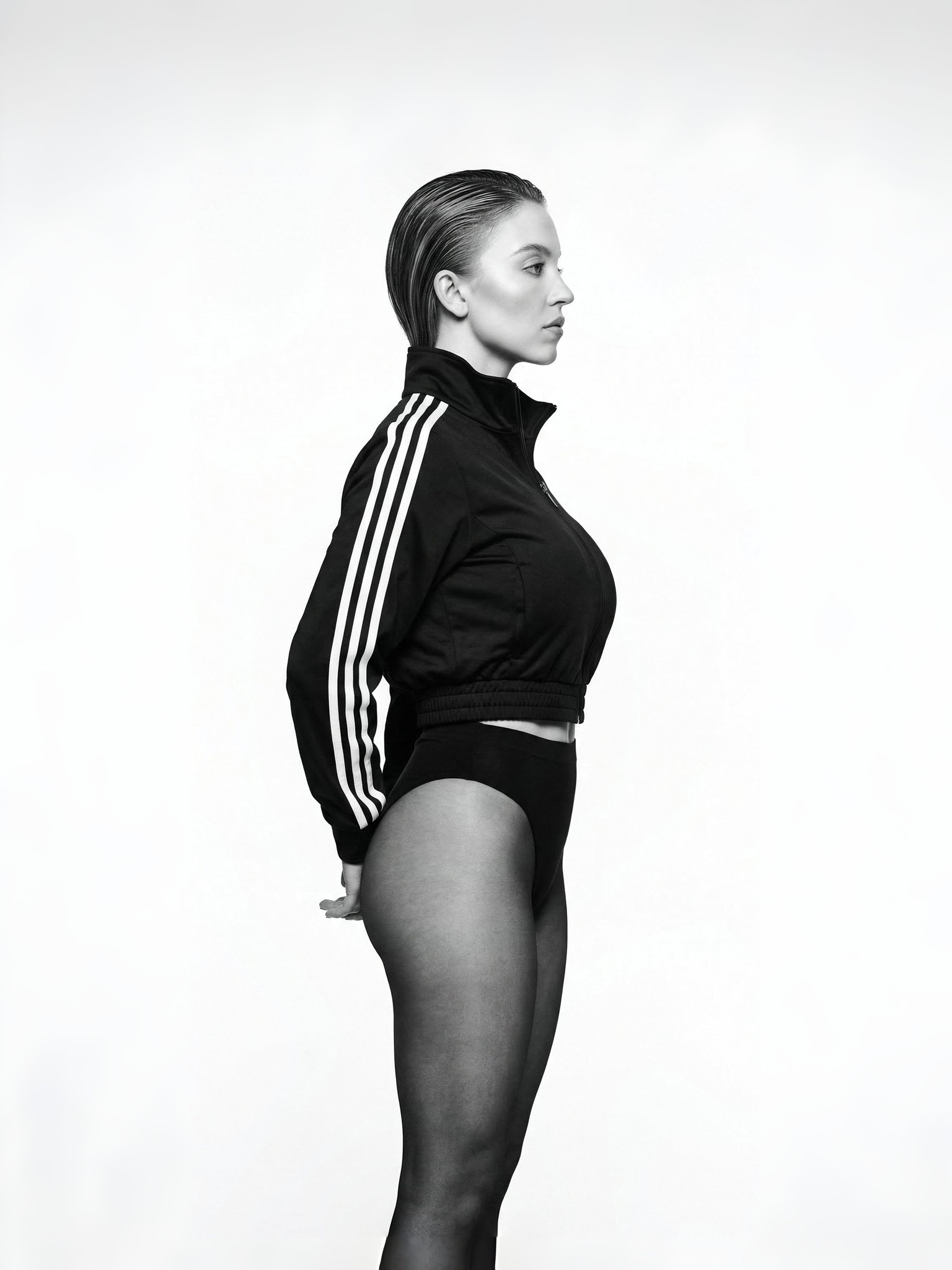 Black White Side Profile Sporty Fashion Editorial High Contrast Portrait