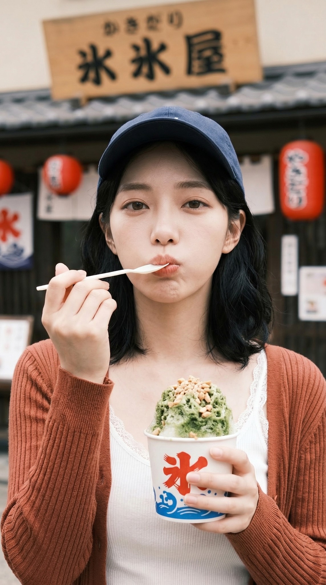 Japanese Shaved Ice Puffed Cheeks Street Snapshot Portrait