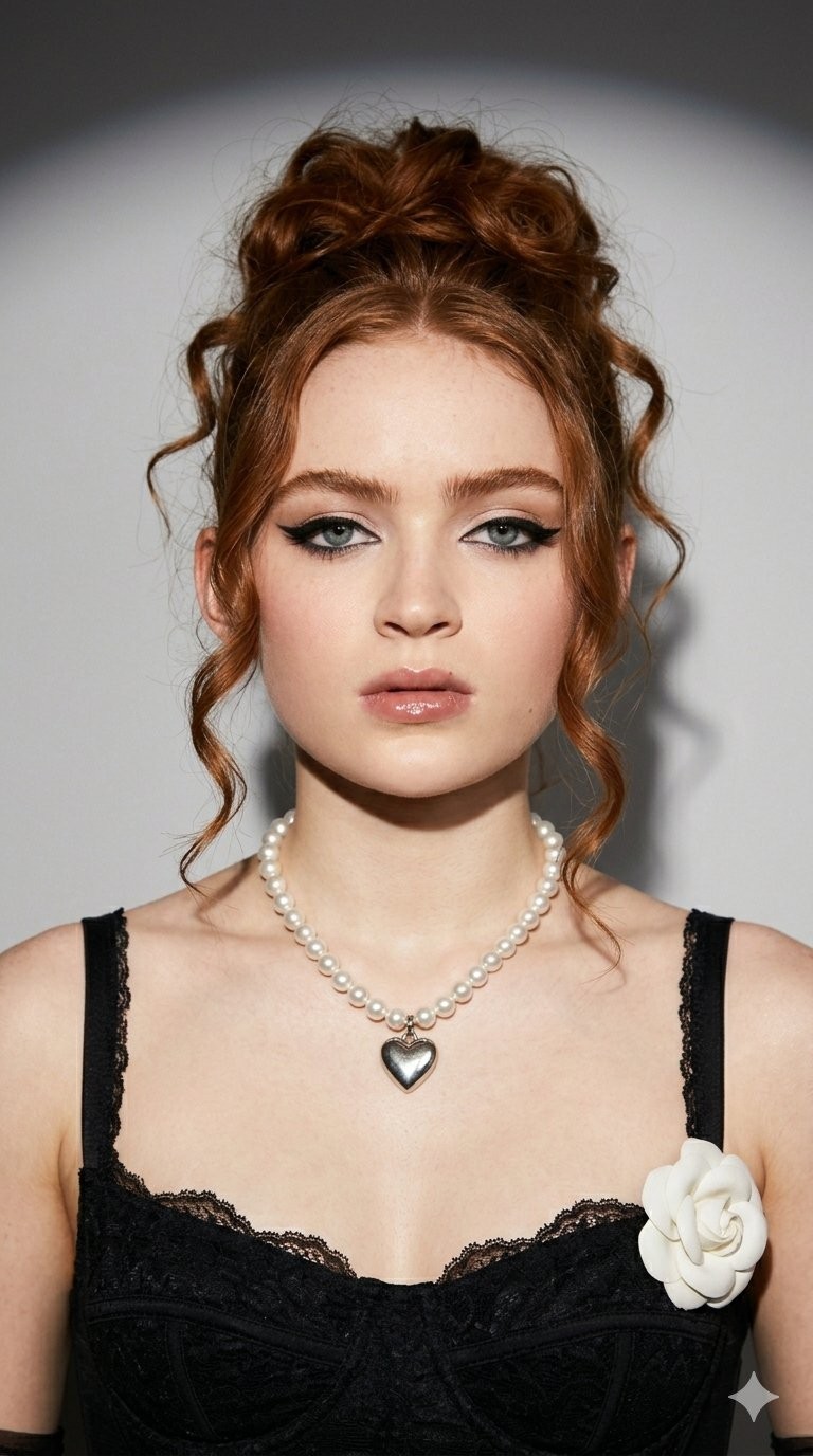 Black Corset White Lace Puff Skirt Studio Spotlight Fashion Portrait