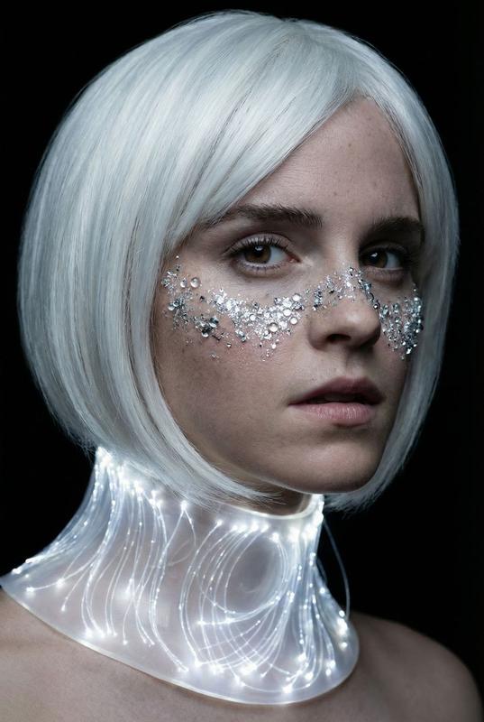 Crystallized Bioluminescence Avant-Garde Portrait
