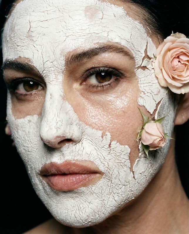 Cracked Porcelain Clay Face Rose Macro Editorial Portrait