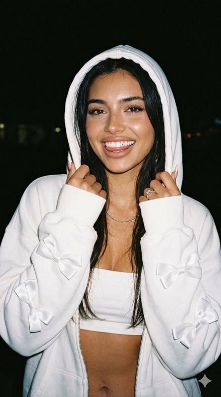 Y2K Retro Night Rhinestone Tooth Bow Hoodie Dreamy Portrait