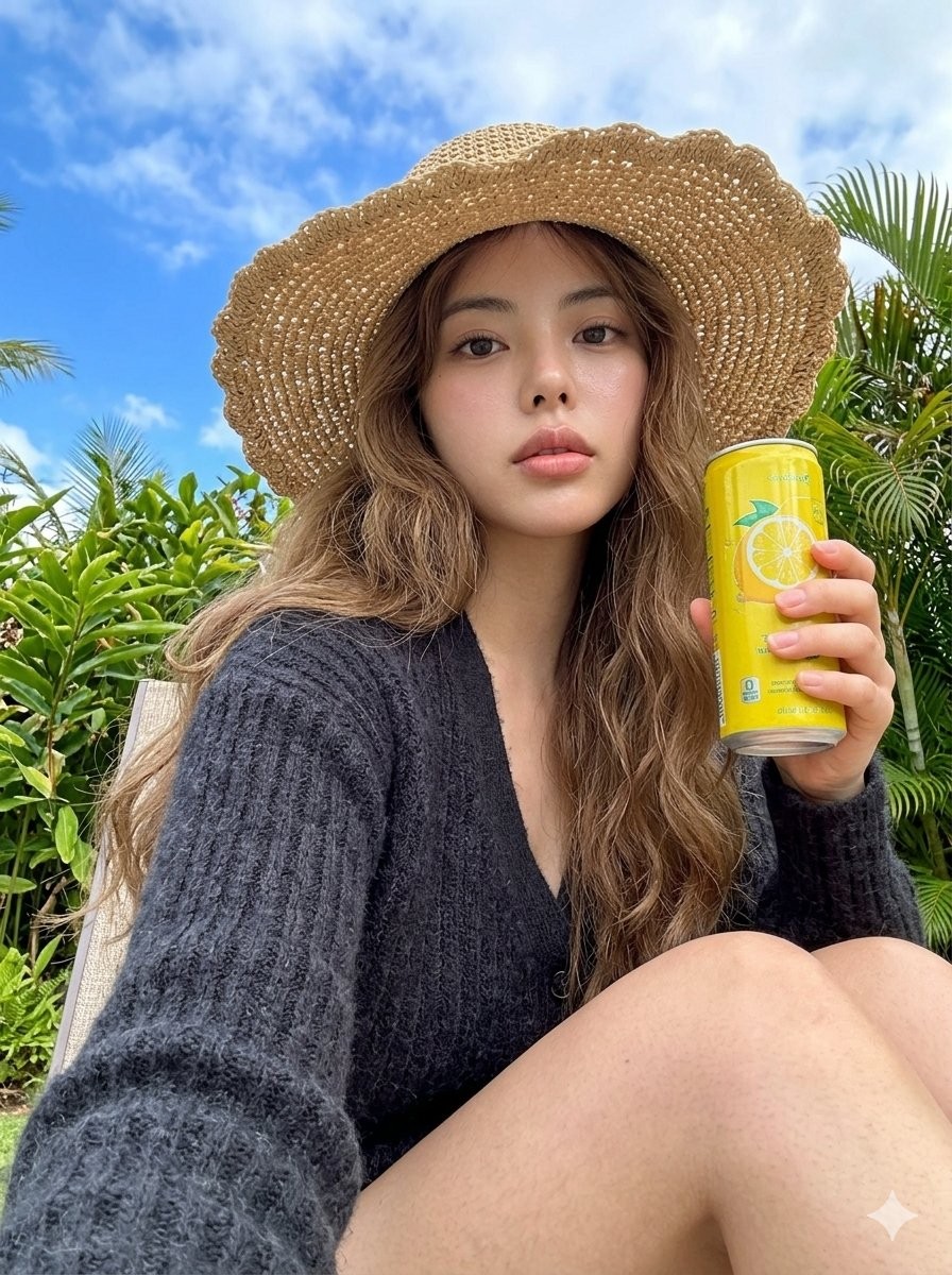 Tropical Straw Hat Citrus Drink iPhone Street Photo