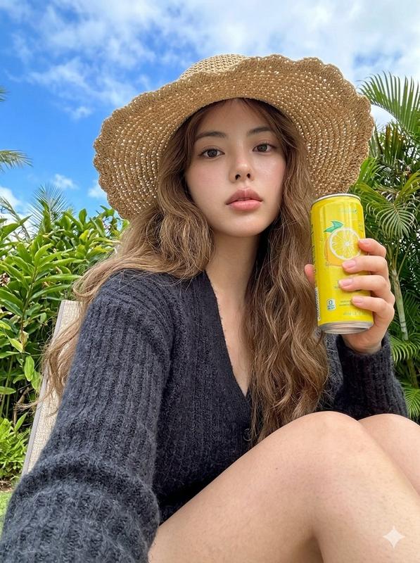 Tropical Straw Hat Citrus Drink iPhone Street Photo