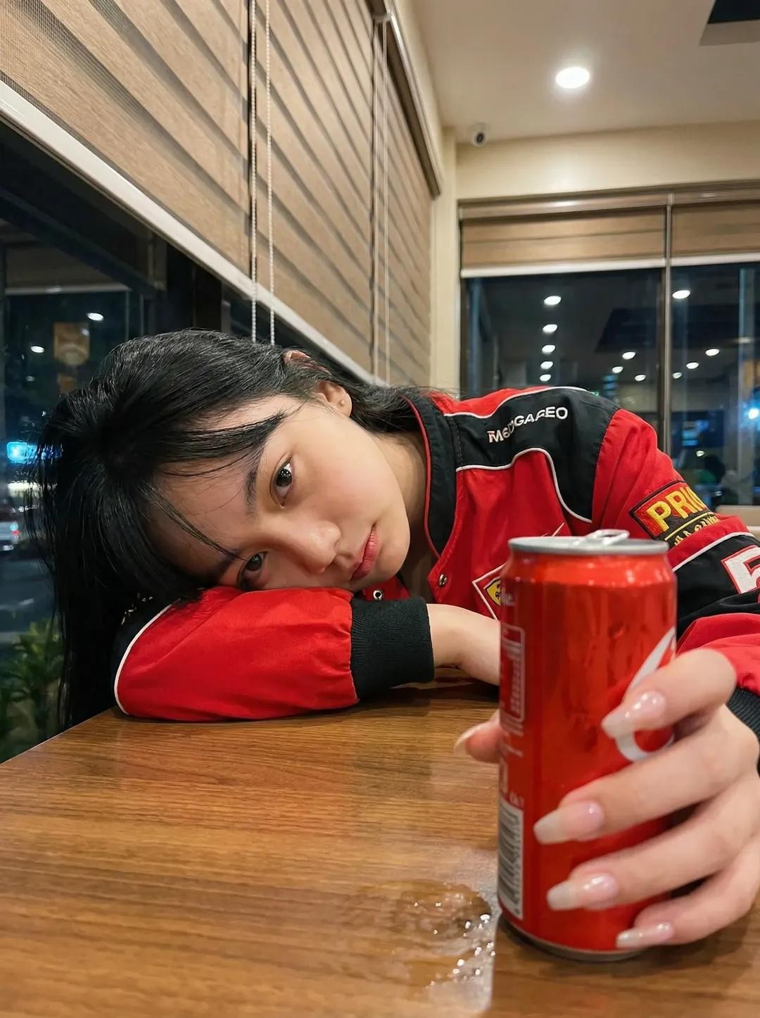 Late Night Cafe Racing Jacket Red Can Portrait