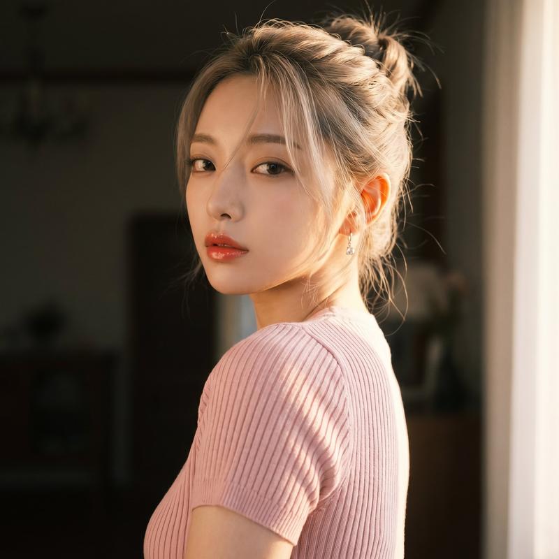 Korean Beauty Over-Shoulder Window Light Portrait