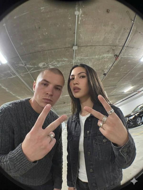 Fisheye Lens Underground Parking Garage Duo Selfie