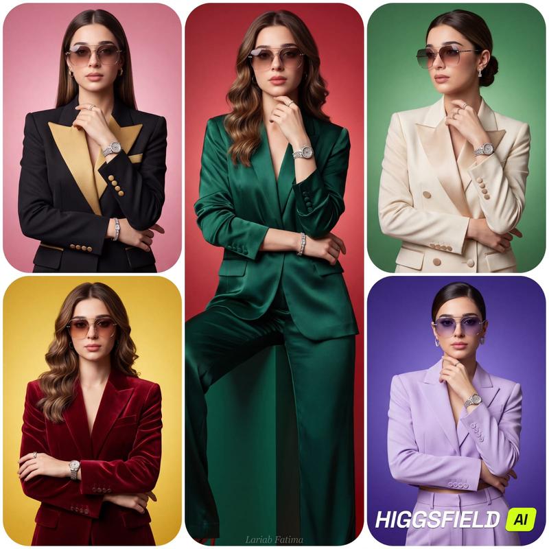 5-Panel High-End Suit Fashion Editorial Collage