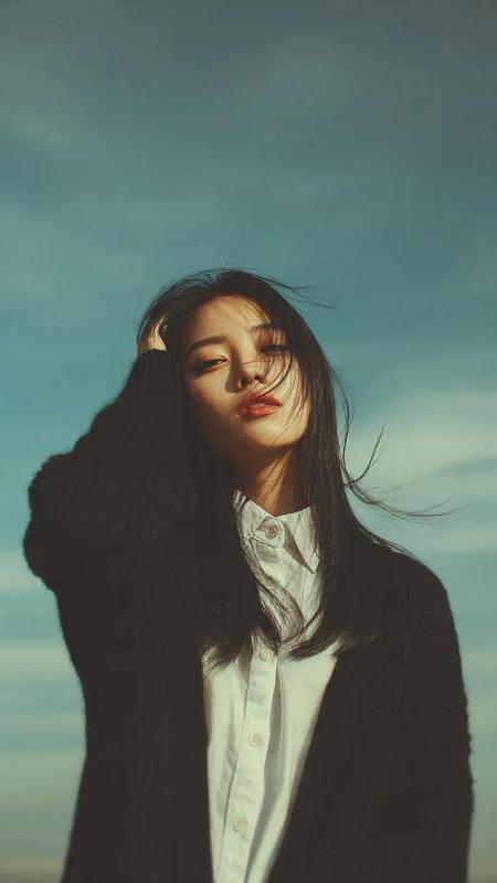 Blue Sky Breeze Vintage Film Dreamy Portrait