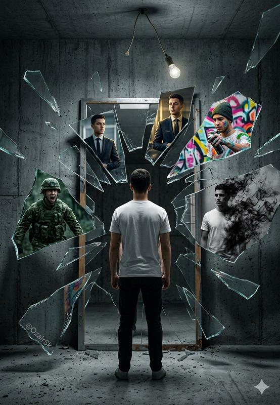 Shattered Mirror Multiple Selves Surreal Portrait