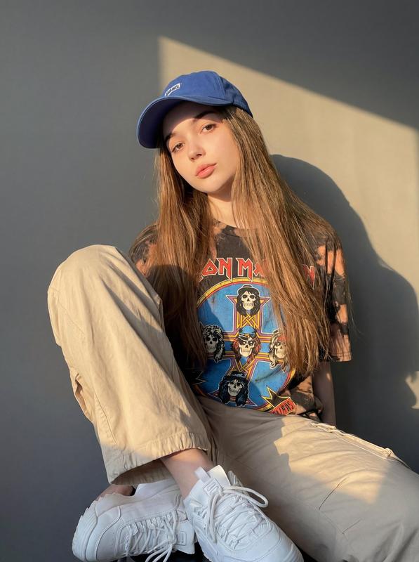 Urban Street Blue Cap Casual Streetwear Girl Portrait