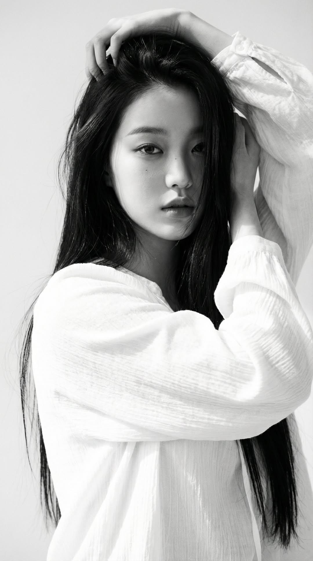 Black White Minimalist Fine Art Portrait Long Hair Female