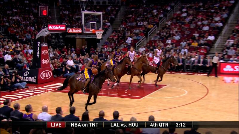 NBA Horseback Surreal TV Broadcast Wide-Shot