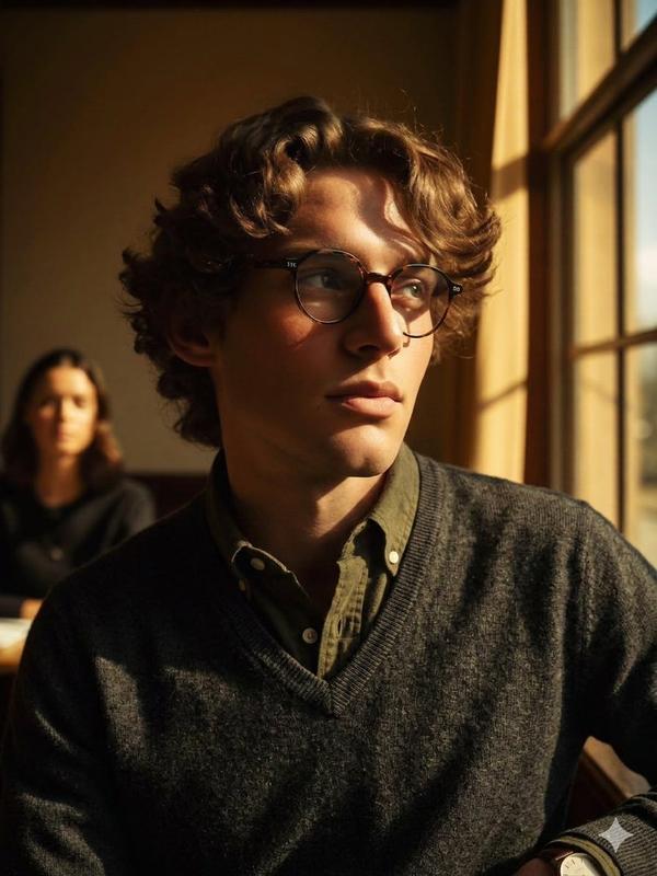 Classroom Window Golden Hour Pensive Male Portrait