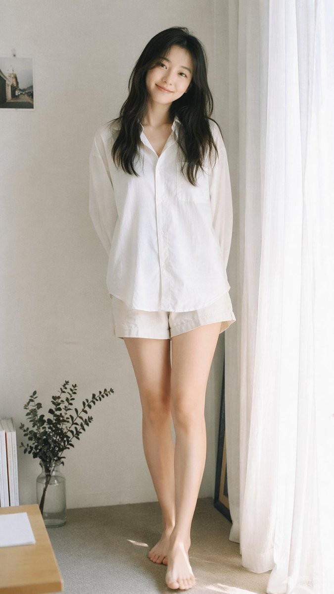 Young woman with soft Japanese-style aesthetic
