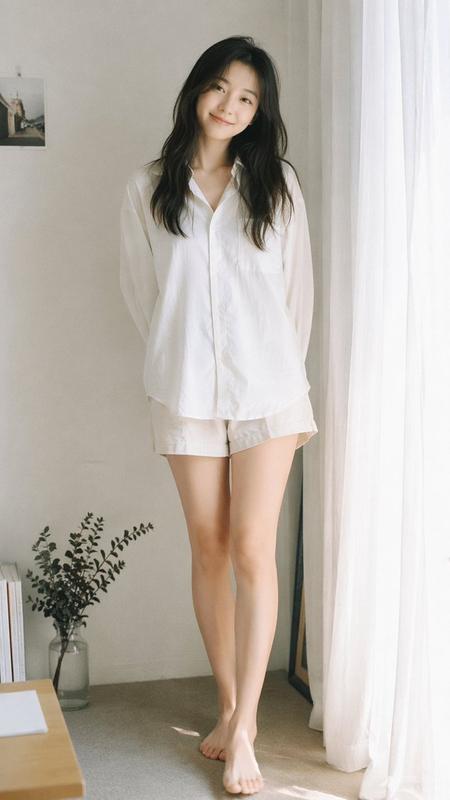 Young woman with soft Japanese-style aesthetic