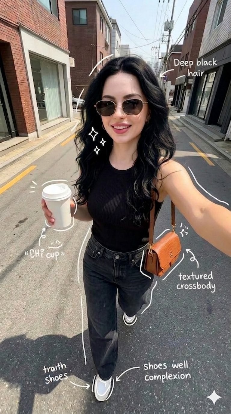 Street Selfie with Hand-Drawn Annotations