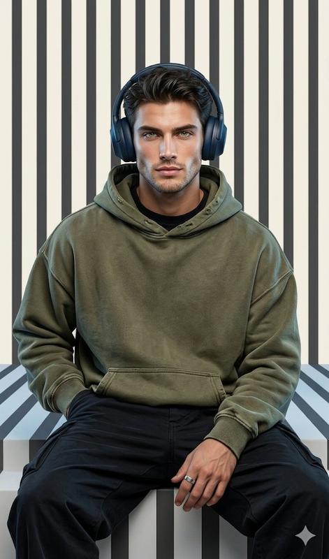 Green-Eyed Headphone Portrait