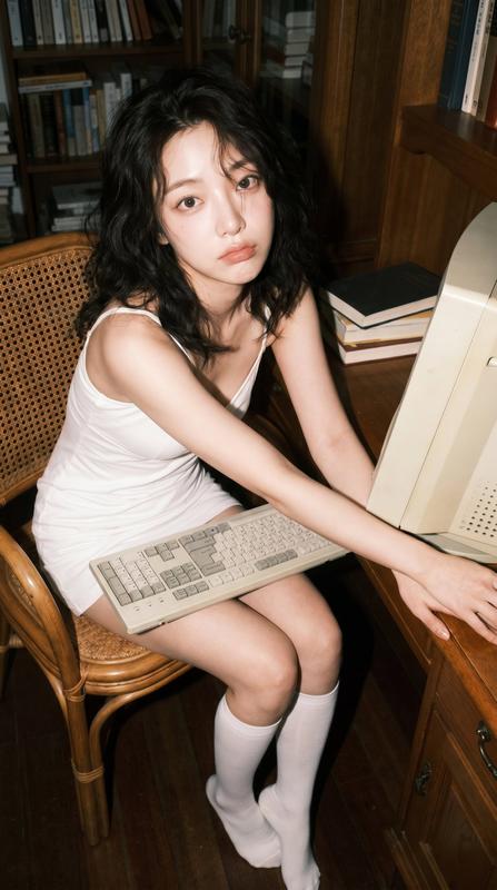 Flash-Lit Retro Study Portrait