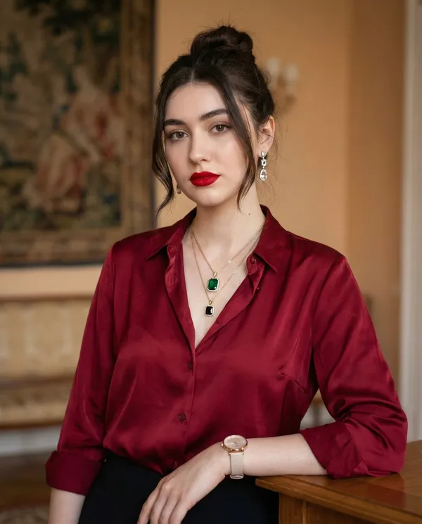 Confident Mature Woman Indoor Film Portrait