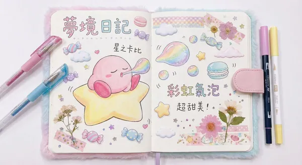Pink Kirby Blowing Bubbles