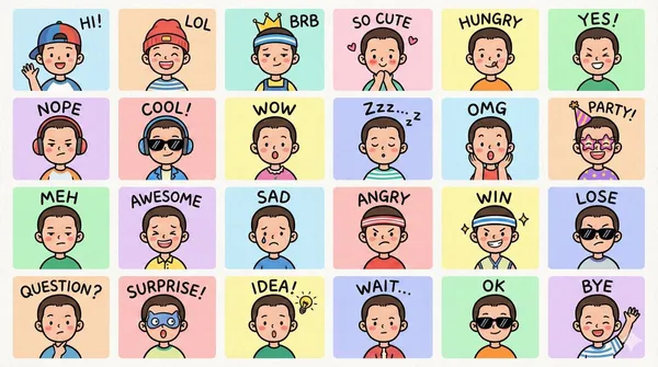 LINE Style Half-Body Chibi Stickers
