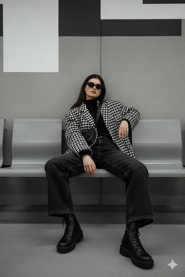 Sitting on Modern Subway Bench