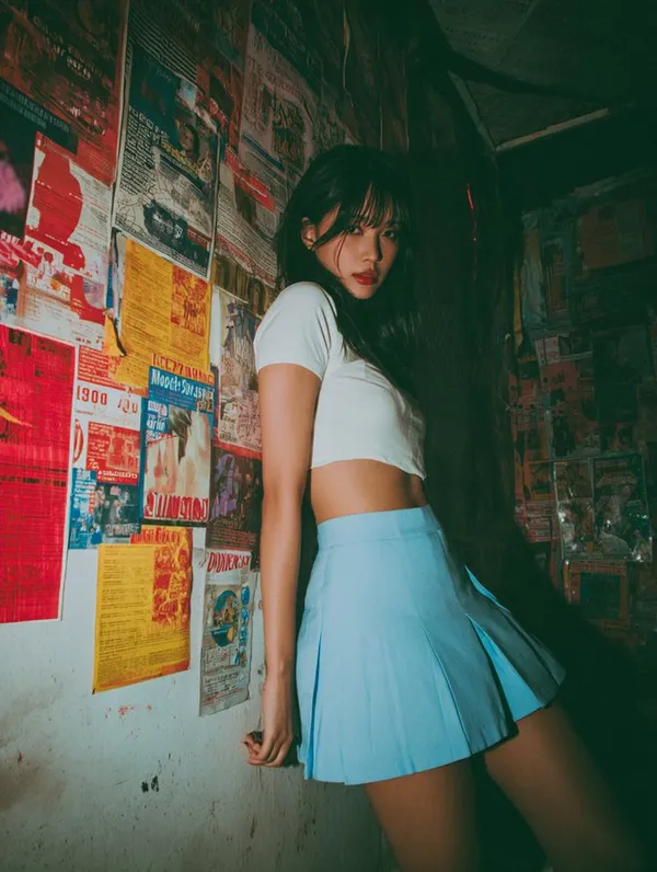 Beauty in Pleated Miniskirt