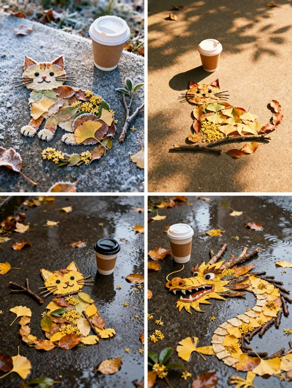 Autumn Leaves Forming Patterns