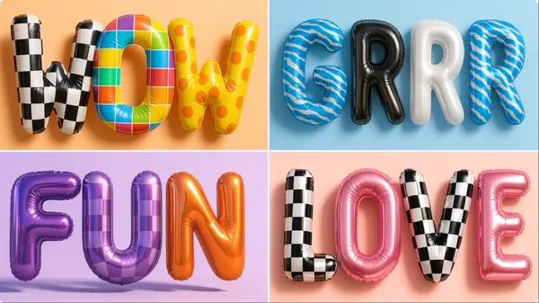 Text as Birthday Balloons