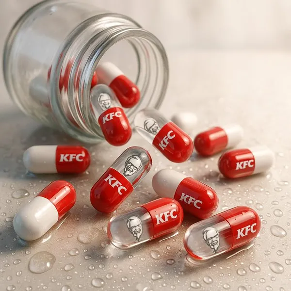 Capsules Pouring from Transparent Vial