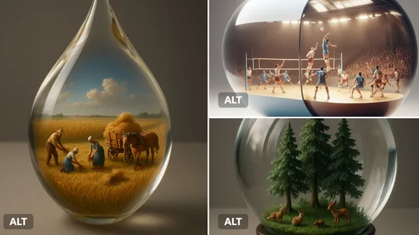 Miniature 3D World in Transparent Container