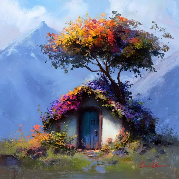 Miniature House Made of Flowers