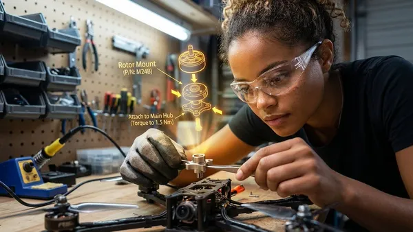 3D Exploded Assembly Floating in Air