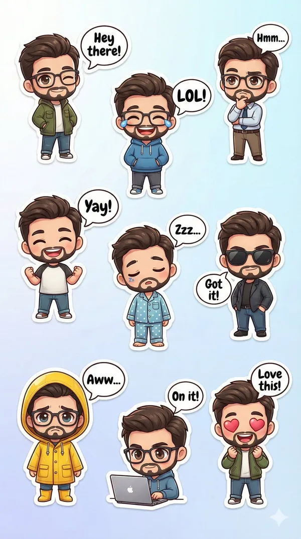 Chibi Character 9-Grid Stickers