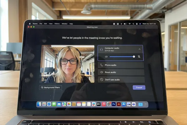 Photorealistic MacBook Screen Video Conference Image