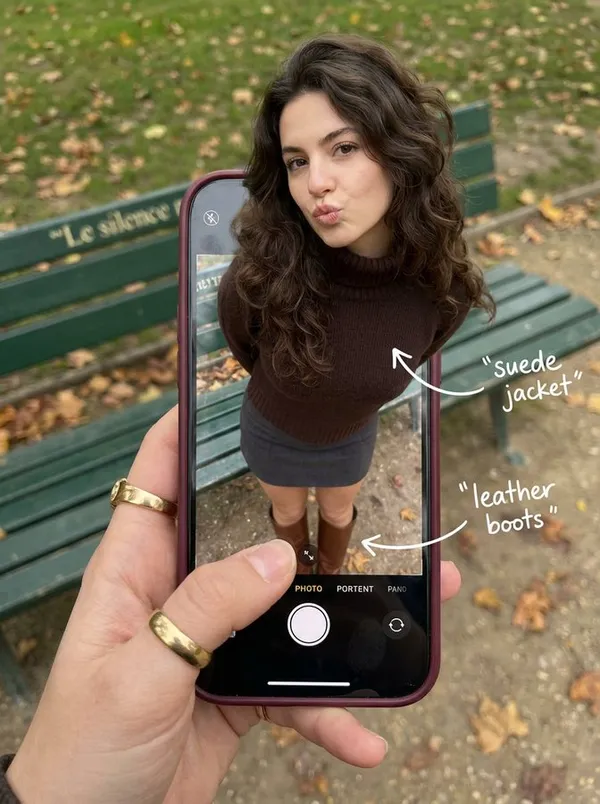 Woman Stepping Out Of Her Phone Screen