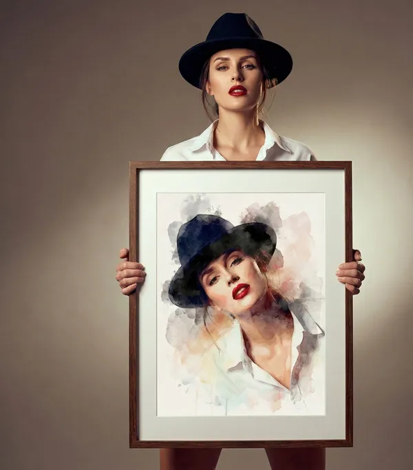 Woman Holding Her Own Wooden Picture Frame