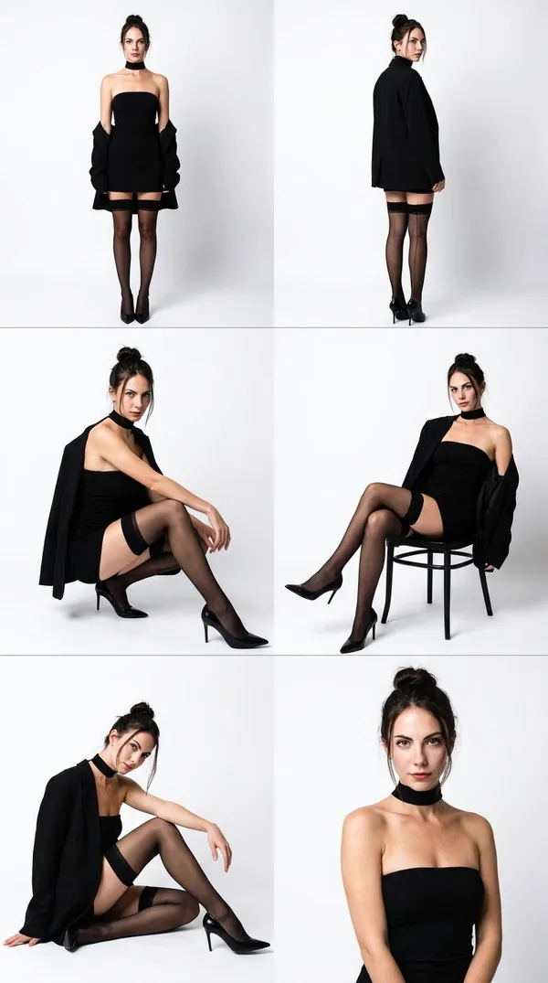 A high-fashion studio photo collage