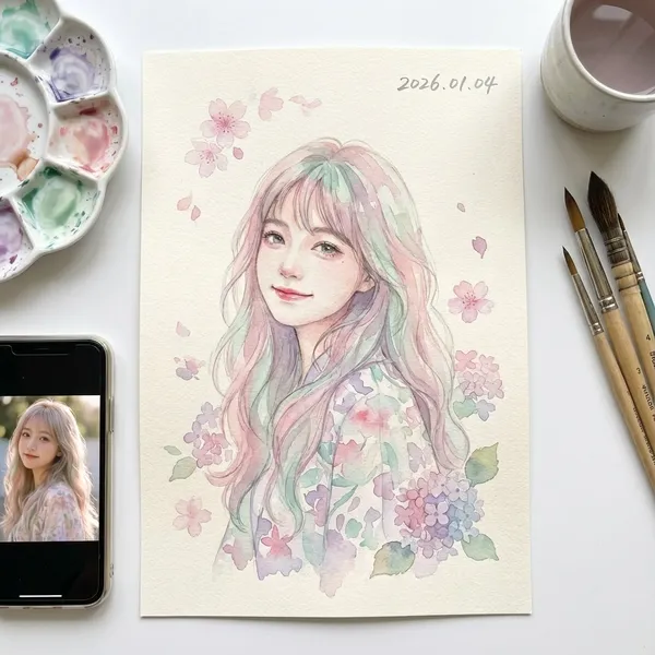An Exquisitely Delicate Japanese Watercolor Illustration